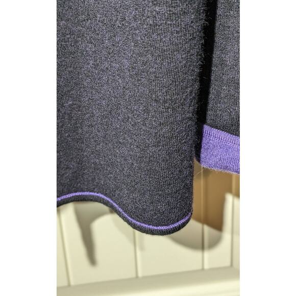 Modern Soul Open Front Black Wool Blend Cardigan w/ Purple Trim Sz L - Picture 3 of 12